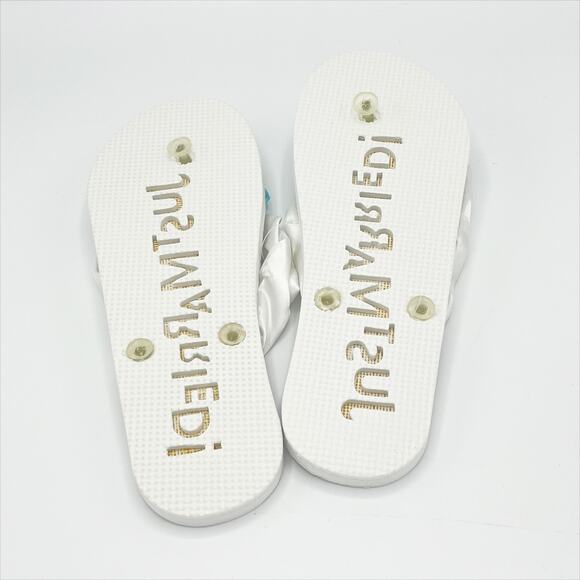 Oriental Trading Leave your mark in the Sand "Just Married" Flip Flops in White - Picture 5 of 5